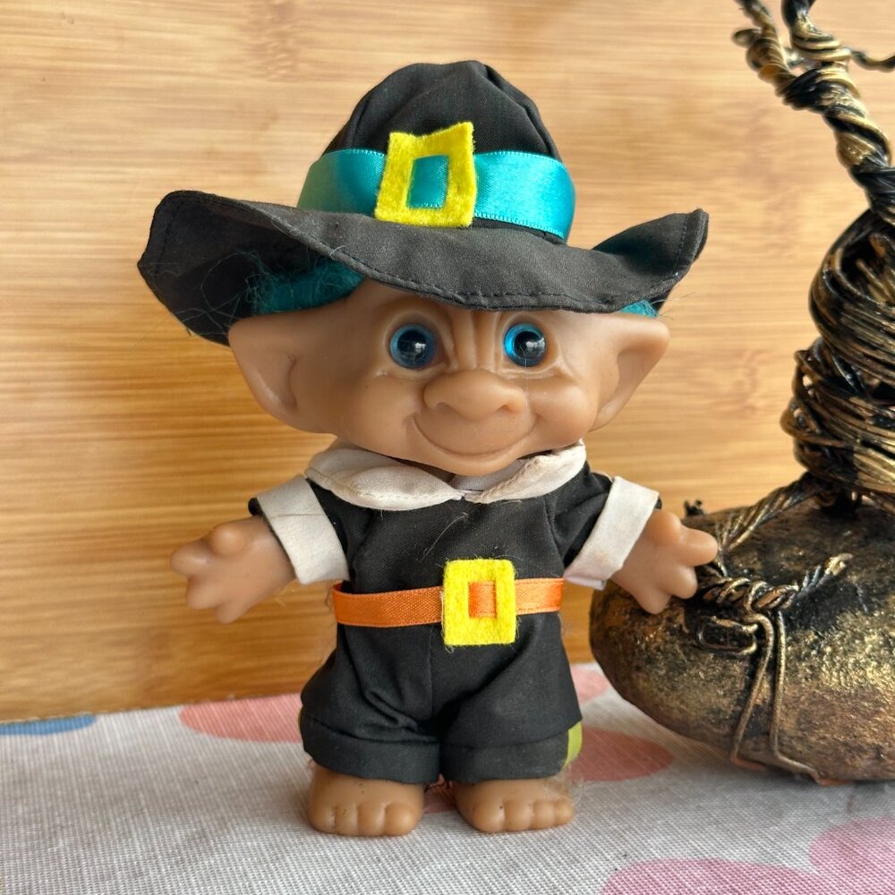 Thanksgiving Pilgrim Troll Doll Holiday Decor 5" Tall Original